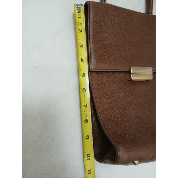 Vintage Cole Haan Long Rectangular Pebble Leather Satchel Bag 10x8 Quiet Luxury - Picture 14 of 16